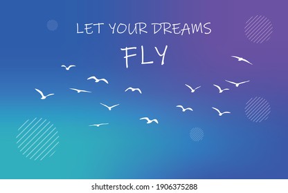 Colourful flock of birds background.
