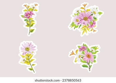 colourful floral daisy sticker arrangement