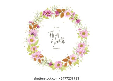 colourful floral and leaves wreath element design
