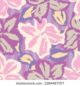 Colourful Floral striped seamless pattern design for fashion textiles and graphics