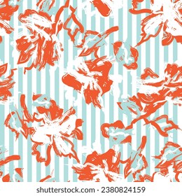 Colourful Floral striped seamless pattern design for fashion textiles and graphics
