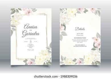 colourful floral wedding invitation card template set Premium Vector