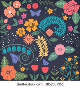 vector de diseño de fondo floral colorido 