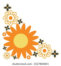 colourful flower frame corner design on white background