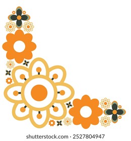 colourful flower frame corner design on white background