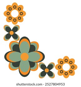 bunte Blumenrahmen Ecke Design auf weißem Hintergrund