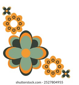 colourful flower frame corner design on white background
