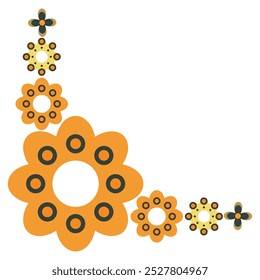 colourful flower frame corner design on white background