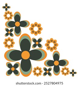 colourful flower frame corner design on white background