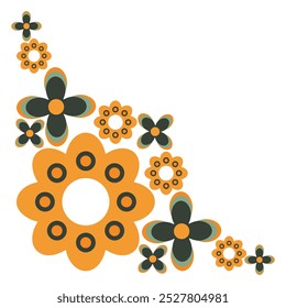 colourful flower frame corner design on white background