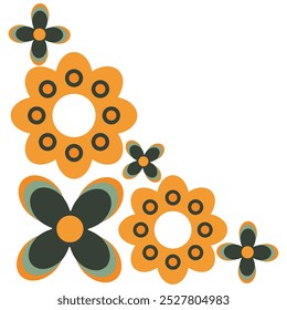 colourful flower frame corner design on white background