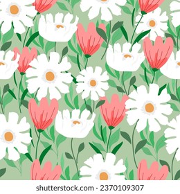 Colourful flower pattern. abstract pattern.Design for printing.Trendy Floral pattern in the many kind of flowers.sweet floral pattern.Flower background design for fabric