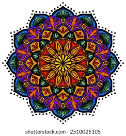 Design gráfico colorido padrão de flor mandala ilustração
