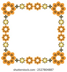 colourful flower petal frame design on white background