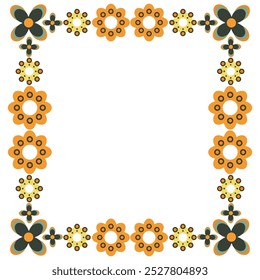 colourful flower petal frame design on white background