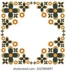 colourful flower petal frame design on white background