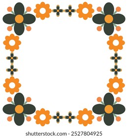 colourful flower petal frame design on white background
