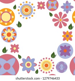 Colourful flowers seamless pattern card on clear background in vector format