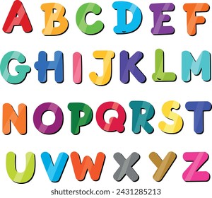 Colourful fluffy alphabets for kids. Isolated vector illustration. Set of alphabet letters typography symbols.