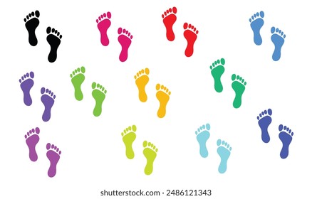 Colourful foot print icon vector illustration for use.