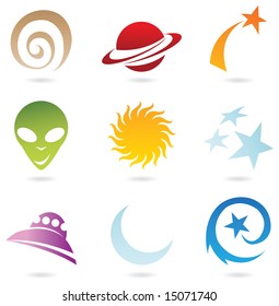 colourful fun space icons