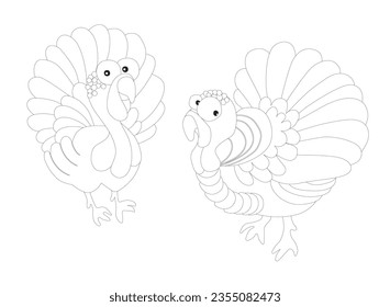 Colourful with Funny turkeys  animal icon image. Vector illustration 