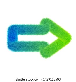 Colourful fur arrow. Fur design element. Vector. Eps-10