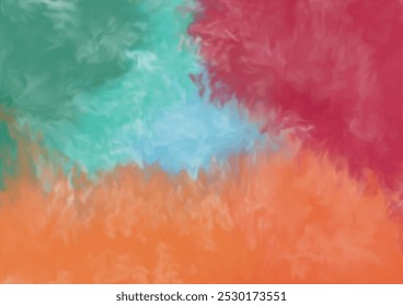 Colourful fur stain velour texture grain brush vector. Vibrant watercolor background colours splash. Watercolour texture puffy stunning red orange blue cover. Surface wool texture soft pastel detail
