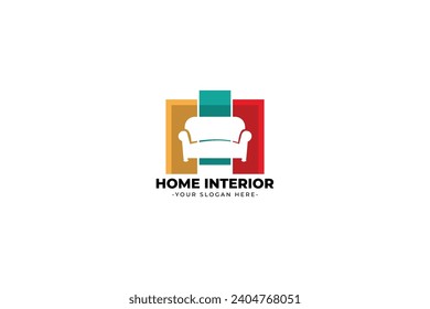 Colourful furniture logo design illustration