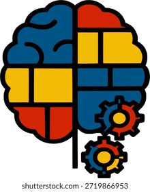 Un Vector de arte cerebral de engranaje colorido