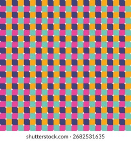 Colourful geometric check background. Abstract seamless pattern. Vector illustration 