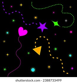 Colourful Geometric Design Pattern with Black Background
