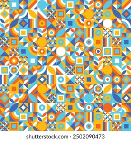 Patrón geométrico colorido en estilo Bauhaus. Antecedentes Abstractas. Ilustración vectorial