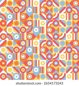 Farbiges geometrisches Muster im Bauhausstil. Abstrakter Hintergrund. Vektorgrafik