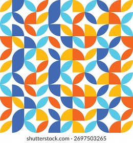 Colourful geometric pattern in Bauhaus style. Abstract background. Vector illustration