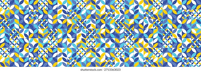 Patrón geométrico colorido en estilo Bauhaus. Antecedentes Abstractas. Anuncio. Ilustración vectorial