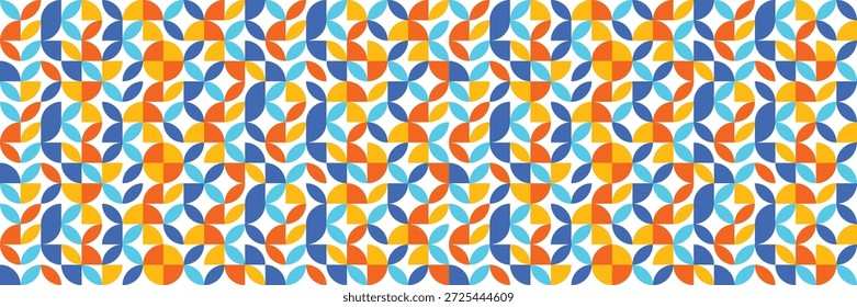 Patrón geométrico colorido en estilo Bauhaus. Antecedentes Abstractas. Anuncio. Ilustración vectorial
