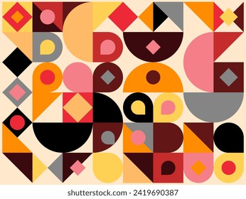 Colourful geometric pattern cover design with basic classic shapes