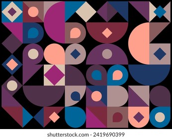 Colourful geometric pattern cover design with basic classic shapes