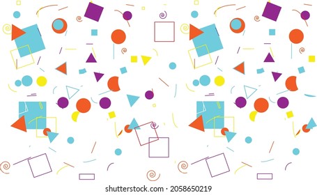 colourful geometrical shape memphis vector