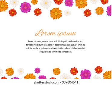 Colourful gerbera flowers on white with text space, a4 size illustration
