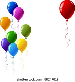 Colourful glossy balloons. Red, yellow, blue, violet, green, orange, purple