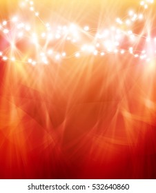 Colourful Glowing Christmas Lights And Greeting Card. Vector illustration