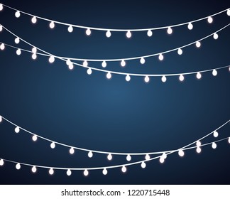 Colourful Glowing Christmas Lights. Vector illustration - Shutterstock ID 1220715448