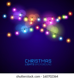 Colourful Glowing Christmas Lights. Vector illustration
