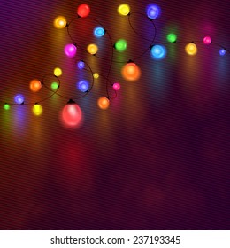 Colourful Glowing Christmas Lights. Vector illustration