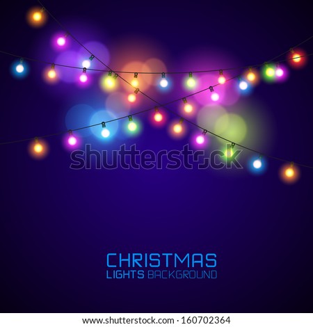 Colourful Glowing Christmas Lights. Vector illustration