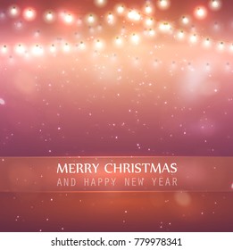 Colourful Glowing Red Christmas Lights. Vector illustration