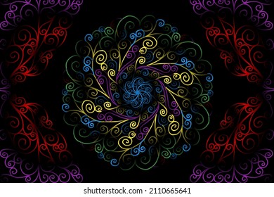 
colourful  gradient art circle flower pattern of traditional batik ethnic  ornament for wallpaper background ads sticker or clothing
