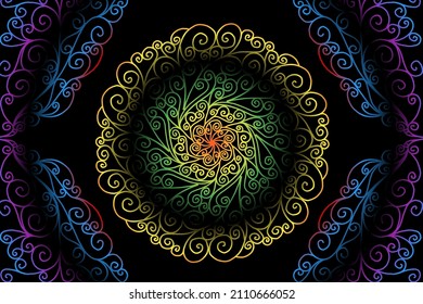 
colourful  gradient art circle flower pattern of traditional batik ethnic  ornament for wallpaper background ads sticker or clothing
